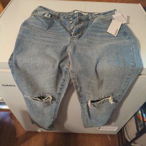 High wasted ankle cropped jeans